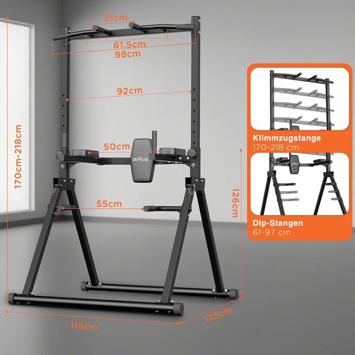 Power Tower DH FitLife: турнік, бруси для віджимань та стійка для штанги | Спортивна станція для дому
