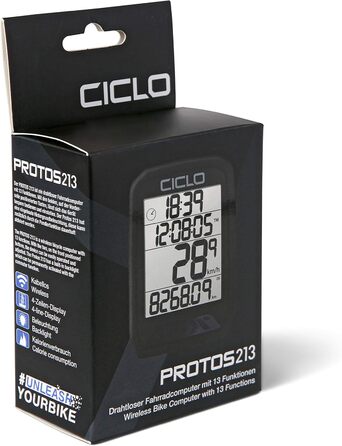 Бездротовий велокомп'ютер CICLO PROTOS 213, 13 функцій, чорний