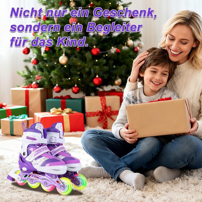 Дитячі ролики JIFAR Inliner з регулюванням розміру та підсвічуванням, розміри 30-33, 34-37, фіолетовий колір