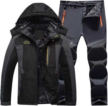 Сніговий костюм чоловічий 2-х частинний з капюшоном: куртка та штани. Теплий термокостюм для зимових видів спорту. Графітовий, розмір L