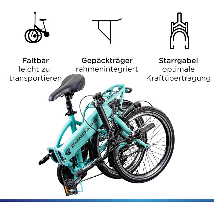 Електровелосипед ZÜNDAPP Z101, 20 дюймів, складаний, 6 швидкостей, для дорослих 150-180 см, міський Pedelec з підсвіткою, складаний електро велосипед