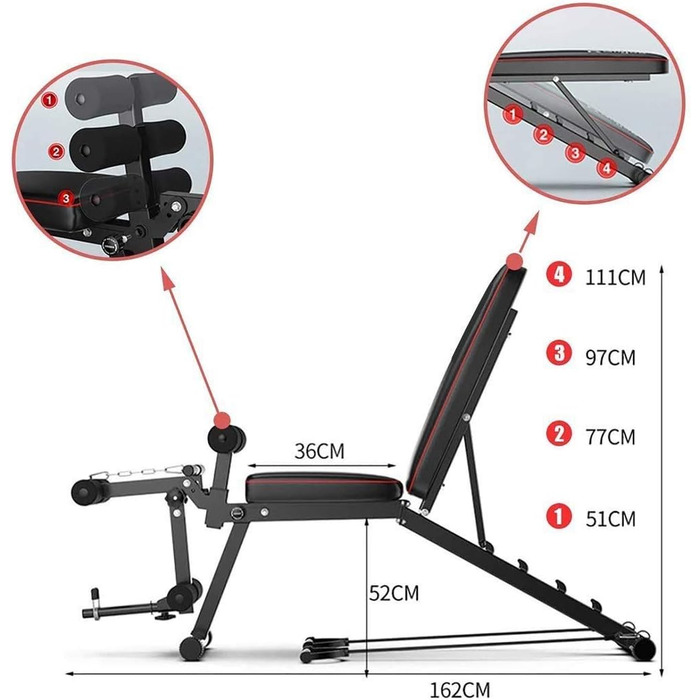 Багатофункціональна лава для тренувань, регульована фітнес-лавка для комплексних тренувань, складана лава для тренувань