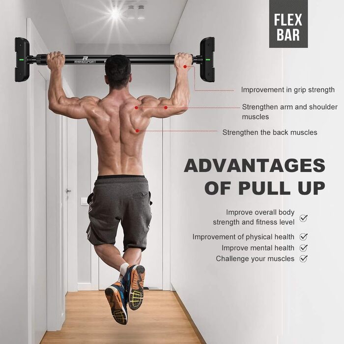 Климмер для дверей Klimmzugstange, 69-92 см, тренажер для дому, фітнесу, верхньої частини тіла, з неслизьким покриттям