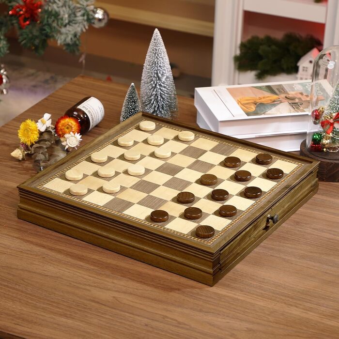 Шахи магнітні 2 в 1 Peradix з шахами-шашками з дерева, 32 см, з ящиком для фігур, для дітей та дорослих