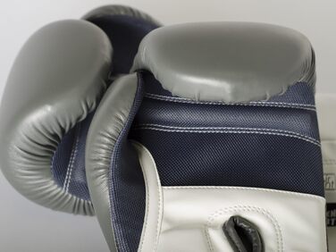 Боксерські рукавички Paffen Sport FIT з дихаючою сіткою на долоні для боксу, кікбоксингу, муай-тай, K1 та інших єдиноборств, білі (сірий/білий, 16oz)