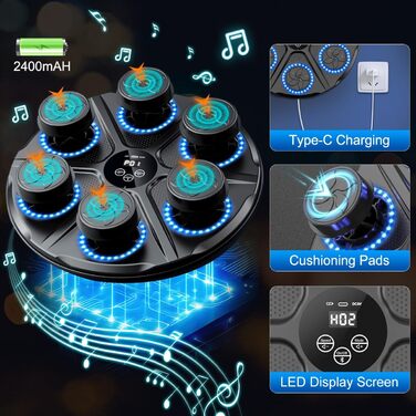 Розумний музичний бокс-машина з LED підсвіткою, Bluetooth, 12 режимів швидкості, з рукавичками для дорослих і дітей
