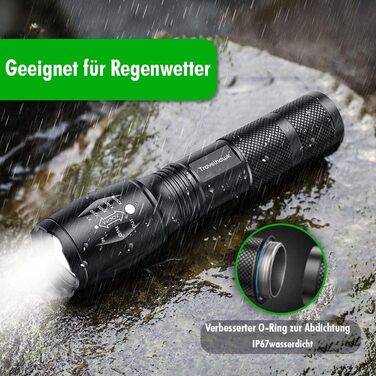 Ліхтарики LED TravelHawk 2 шт. - тактичні, 1000 люмен, водонепроникні, з регулюванням фокусу, для кемпінгу, туризму, надзвичайних ситуацій, на батарейках