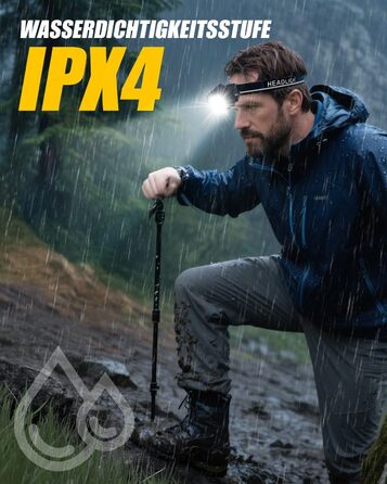 LED налобний ліхтар налобний ліхтар, перезаряжається, 9 LED, 1500mAh, кут нахилу 45°, 4 режими світла з датчиком руху, червоне світло, водонепроникний IPX4, для бігу вночі, піших прогулянок, кемпінгу, риболовлі, чорний