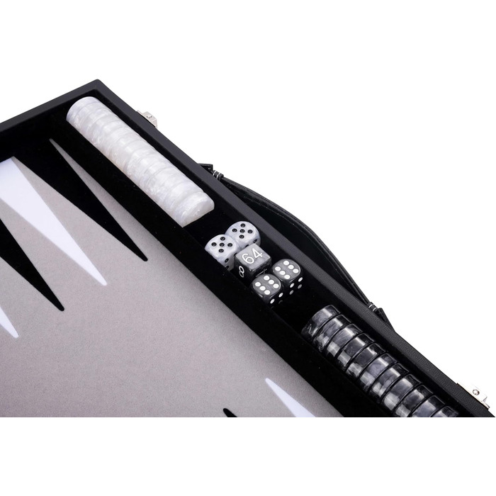 Набір для гри в шашки Engelhart Luxus 250506 - сірий, штучна шкіра, перламутрові фішки, 38 см