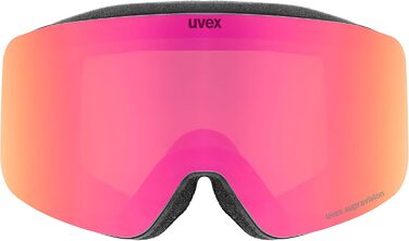 Дитяча лижна маска uvex pwdr FM з візором, антифог, чорна/рожева, універсальний розмір