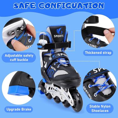 Дитячі ролики для катання на роликах для хлопчиків та дівчаток, початківці, ролики для жінок та чоловіків, розмір 4, ролики з підсвічуванням коліс, регульовані. Розмір S (EU28-32) / (CN 31-34)