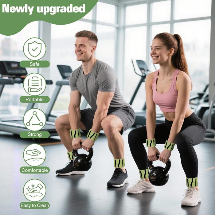 Набір манжет для збільшення ваги 2 шт. (0,46 кг кожна), регульовані ваги для зап'ястя, фітнес-браслети з вагою, ваги для ніг для танців, балету, пілатесу, кардіо, аеробіки, ходьби, зелені