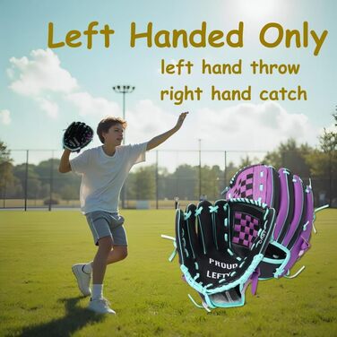 Рукавичка для бейсболу Urby для лівшів, дитяча (7-11 років), чорно-фіолетова, 11.5 дюймів