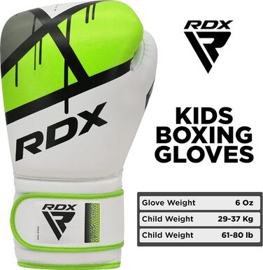 Дитячі боксерські рукавички RDX 6oz для тренувань, вентиляція, Maya Hide шкіра, зелений, для муай-тай, ММА, кікбоксингу, спарингів і роботи з мішком