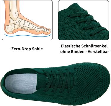 Жіночі кросівки Barfuss: легкі дихаючі сліпони для дому та занять спортом (42 EU, темно-зелені)