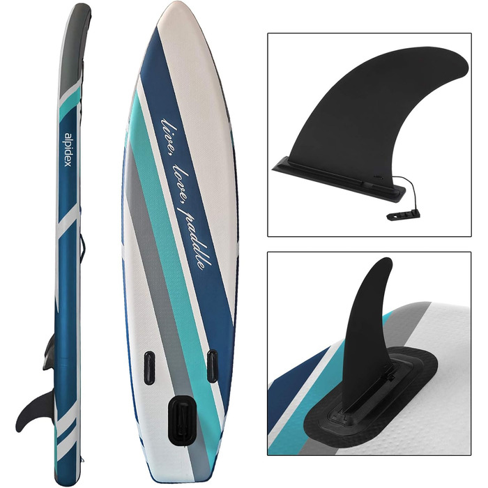 Надувна SUP-дошка ALPIDEX 320x76x15 см, комплект: весло, насос, плавці, ремінь, ремкомплект, сумка, до 200 кг