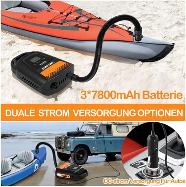 Насос FOWAWU 20PSI для SUP, човнів та каяків: електричний, 12V DC, 2-ступеневий, з автовимкненням