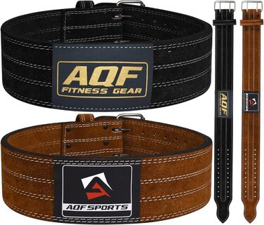 AQF Шкіряний важкоатлетичний пояс 4'', бодібілдинг, з підкладкою з натуральної шкіри, 10 мм, сталевою пряжкою, для чоловіків і жінок, чорний, розмір M (28-32 дюйми), для силових тренувань і підтримки попереку