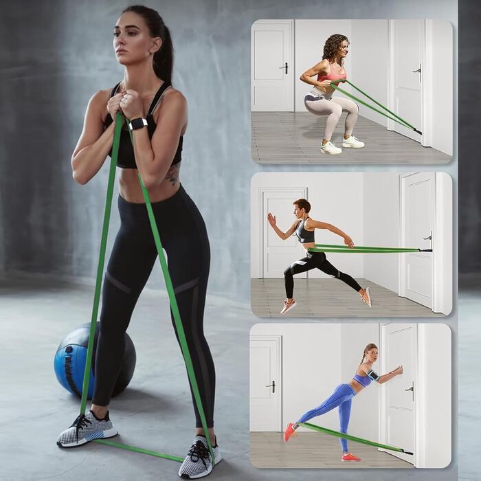Набір еластичних стрічок для фітнесу та йоги, 5 рівнів опору, з дверними фіксаторами та сумкою