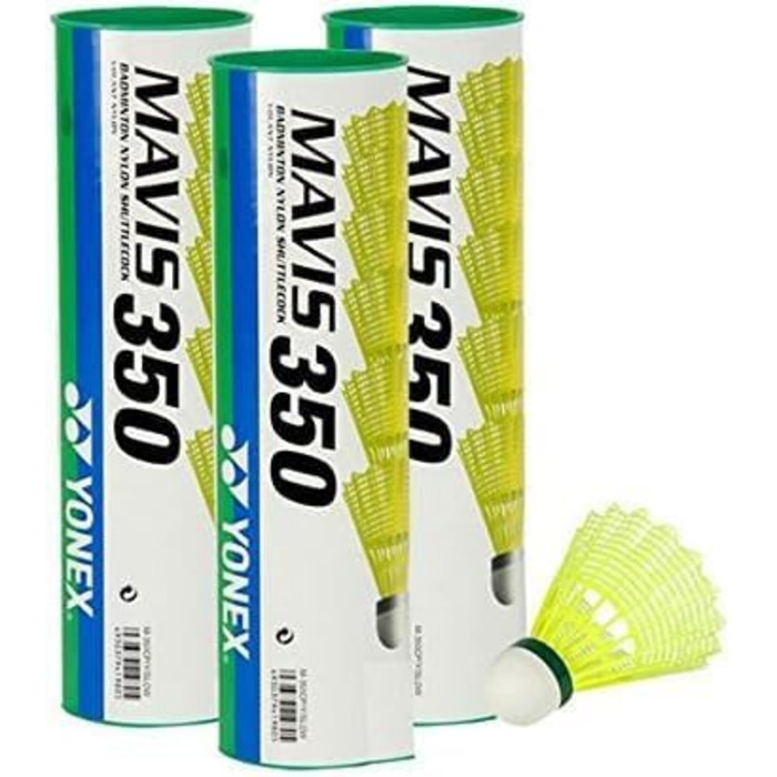 Бадмінтонні воланчики Yonex Mavis 350, 30 шт. (зелено-білі), Nylon, повільний політ