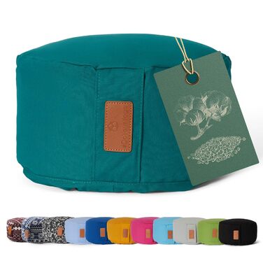 Йога-боулстер Rundes 30см x 15см | Знімний чохол | Наповнювач: органічна гречка (KBA) | Для Інь-йоги та медитації (гречка, темно-зелений)