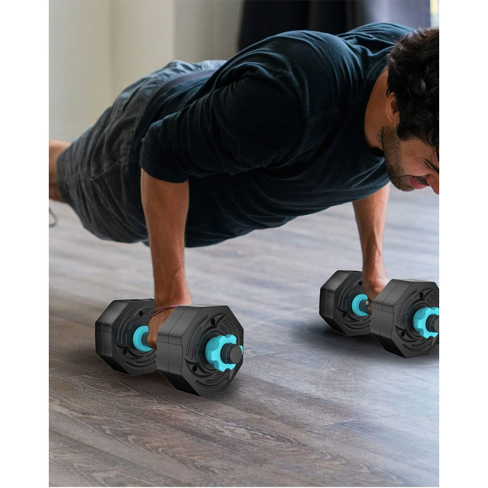 Набір гантелей ARUNDO Kurzhantel-Set 20 кг, 2-в-1: гантелі та штанга. Фітнес-набір для дому, обладнання для силових тренувань, неслизьке, регульоване гантельне обладнання. Оселедець гантелі 9 кг.