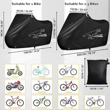 Водонепроникний чохол для велосипеда на 1/2/3 велосипеда, 210D Oxford, захист від дощу, пилу, сонця, вітру, для гірських, шосейних, електровелосипедів, розмір L (200x65x98 см)