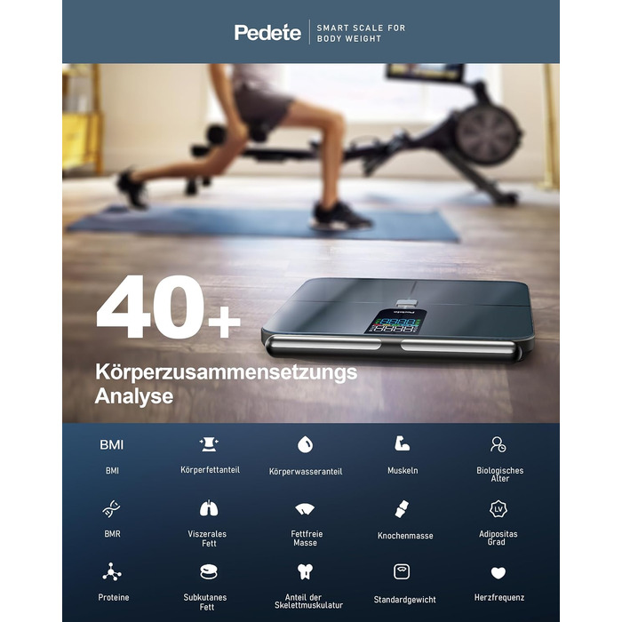Інтелектуальна вага для вимірювання жиру в тілі, Bluetooth, аналіз складу тіла, BMI, 180 кг