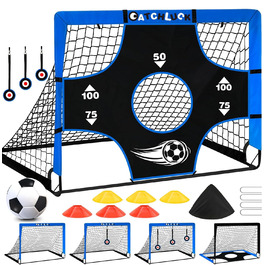 Дитячі ворота для футболу Pop Up, садові, Outdoor з мішенями, 3 цілі, 6 перешкод, з сумкою (Блакитні)