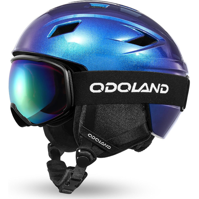 Шолом для лижного спорту та маска Odoland, комплект для жінок та чоловіків, захист UV 400, блакитний, розмір M (55-59 см)