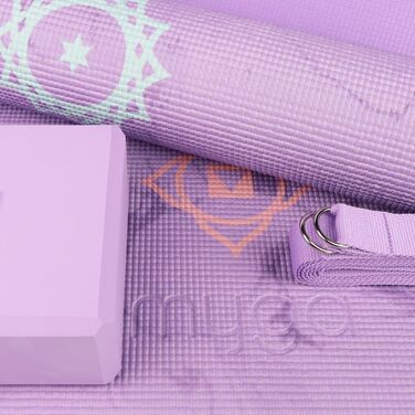 Набір для йоги Myga: нековзкий килимок 6 мм, блок і ремінь для пілатесу та фітнесу, вибір дизайну, стартовий комплект для початківців