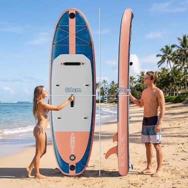 Надувний SUP борд JUMMICO: комплект з рюкзаком, стабільний та швидкий, унікальний дизайн (синьо-помаранчевий)