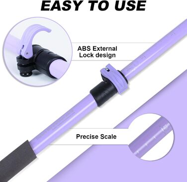 Телескопічна палиця для скандинавської ходьби Qoosea для жінок, вуглецеве волокно, складана трекінгова палиця 110-125 см з гумовим наконечником та сумкою (фіолетова)