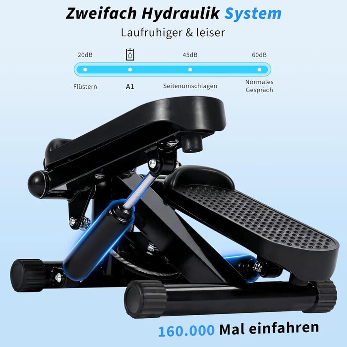 Міні степер 2-в-1 з тросами та LCD-дисплеєм для дому - регульований опір, фітнес для ніг та рук