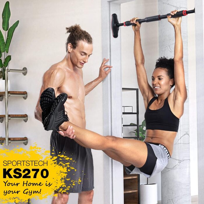 Кімнатна турнік Sportstech KS260/270 для дверей, до 200 кг, з фіксацією Gear-Lock, регульована 70-90 см, без свердління, Calisthenics