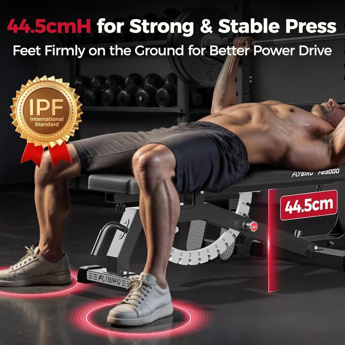 Відкидна тренажерна лава FLYBIRD з регулюванням, до 544 кг, для дому, з подовженою спинкою для жиму лежачи (L-544KG)