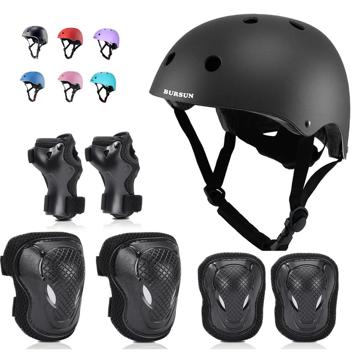 Дитячий шолом Kinder: для велосипеда, ролера, скейтборда, скутера (2-16 років), чорний комплект