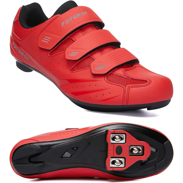 Велосипедні туфлі для жінок, шосейні велотуфлі з шипами, сумісні з Peloton, SPD, ARC, Look, Delta, Unisex, для занять велоспортом в залі та на вулиці, 43 EU, червоні