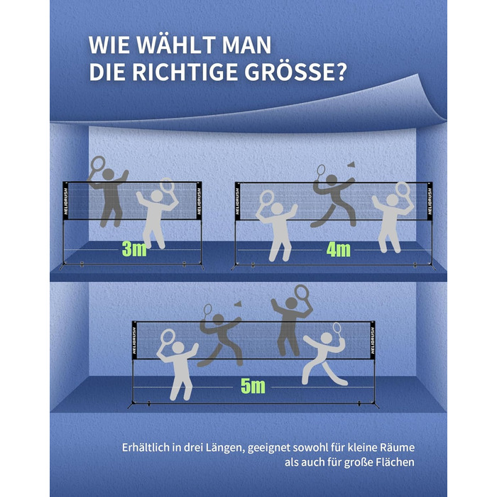 Мережа для бадмінтону та волейболу, регульована висота 3/4/5м, сталевий каркас, HDPE, для саду, пляжу, басейну, дітей та дорослих, 500 см, чорна