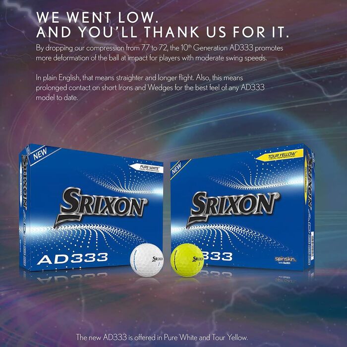 Гольф-м'ячі Srixon AD333 для чоловіків, білі, 12 шт.