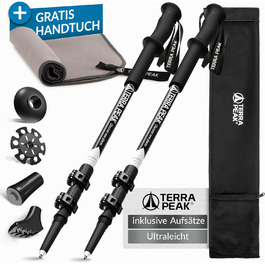 Трекінгові палиці Terra Peak® Premium Carbon Teleskop - для жінок та чоловіків, регульовані, з мікрофібровим рушником