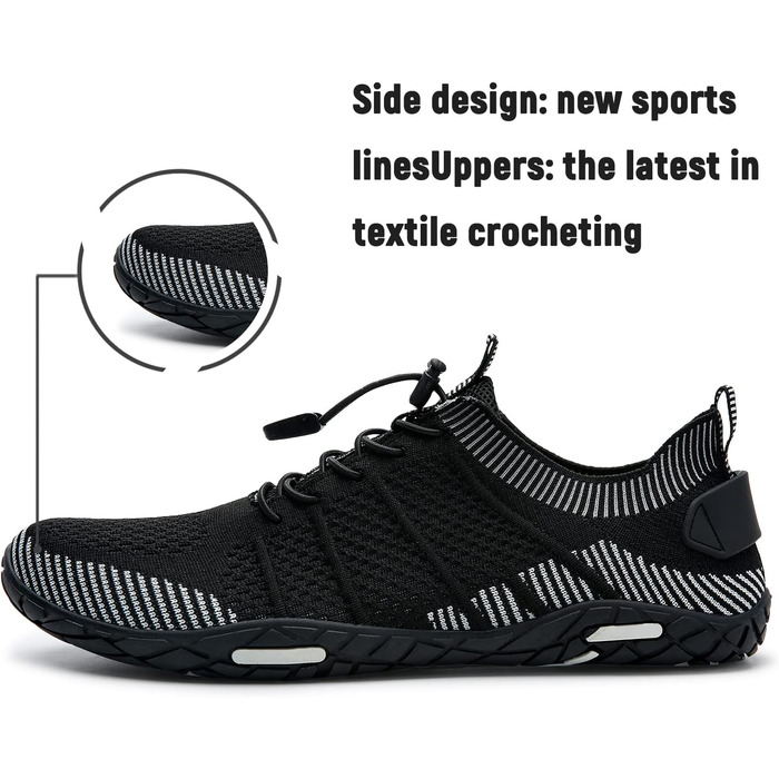 Аквашузи IceUnicorn Strandschuhe для плавання та пляжу (42 EU, чорні, швидковисихаючі)