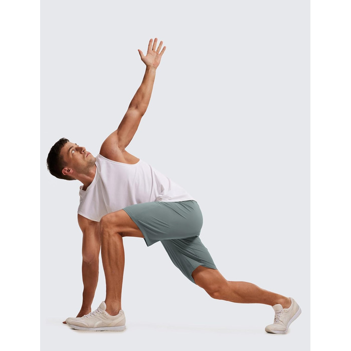 Спортивні чоловічі шорти CRZ YOGA для фітнесу та бігу з кишенями, швидкосохнучі, колір Grauer Salbei (сірий шавлія), розмір L, довжина 23 см