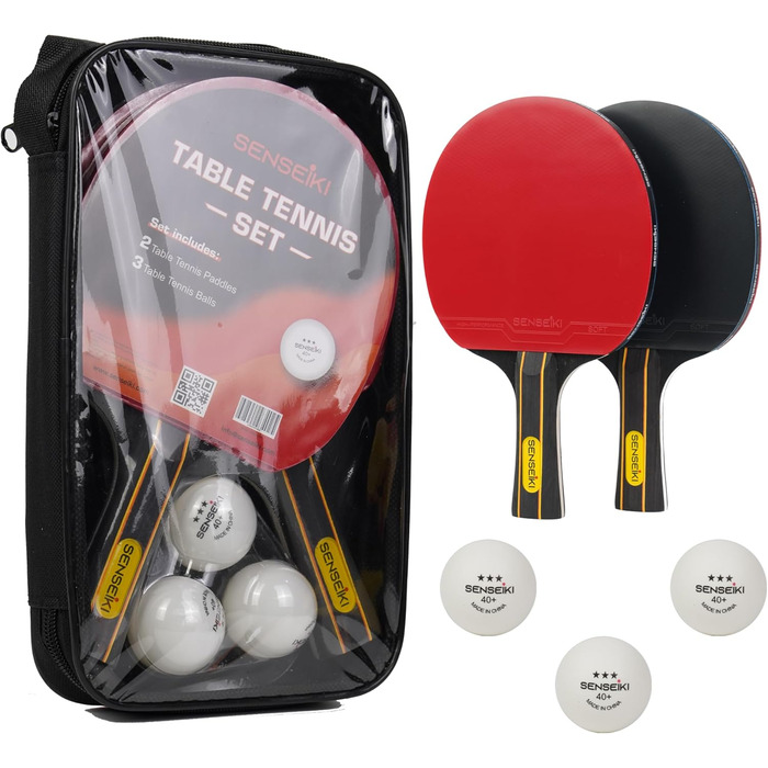 Набір для пінг-понгу: 2 ракетки преміум-класу, 3 зіркових м'ячі, компактний кейс | Набір для настільного тенісу