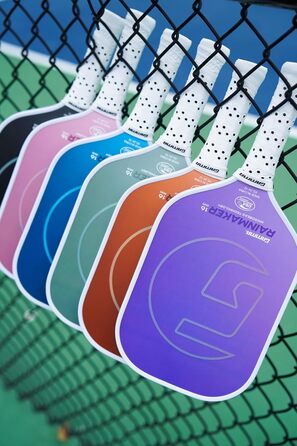 Gamma Rainmaker Пікбол – ракетка для пікболу, легка, велика зона удару, карбонове покриття з мікроперлин для більшого оберту та контролю, регульована вага, 16 мм, 6 кольорів (фіолетовий)