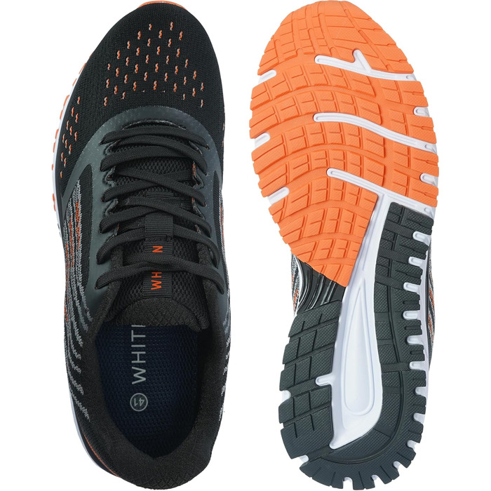 Кросівки для бігу Whitin для чоловіків та жінок, спортивні кросівки унісекс, зручні кросівки для вулиці та ходьби, розмір 36-47 (47 EU, чорний/оранжевий)