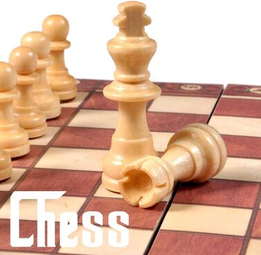 Шаховий набір Nikou: дерев'яне складане шахове поле з магнітними фігурами для подорожей, дітей та дорослих. Шахи для розвитку інтелекту та гри на вулиці.