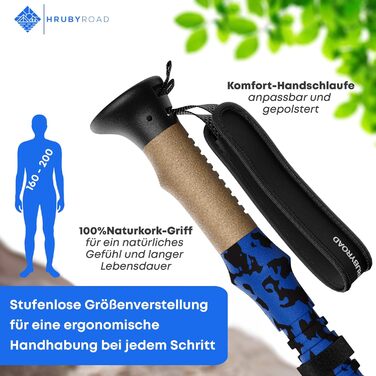 Треткінгові палиці HrubyRoad® - телескопічні, складні | Палиці для Nordic Walking для жінок та чоловіків | Стабільні палиці для трекінгу [з 6 насадками] | Ручки з натурального корку
