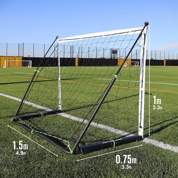 Футбольні ворота QUICKPLAY Kickster Pro 5x3' з базовою вагою для професійного тренування на газоні, штучному покритті чи траві, одиночне