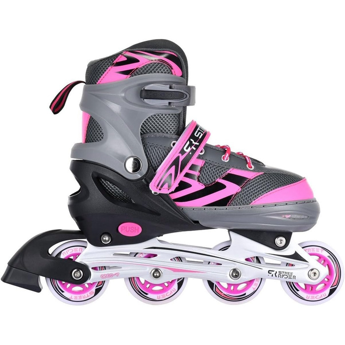 Дитячі ролики Street Rider Inlineskates, регульовані, рожево-сірий колір, розмір 33-36, Alurahmen, ABEC 7